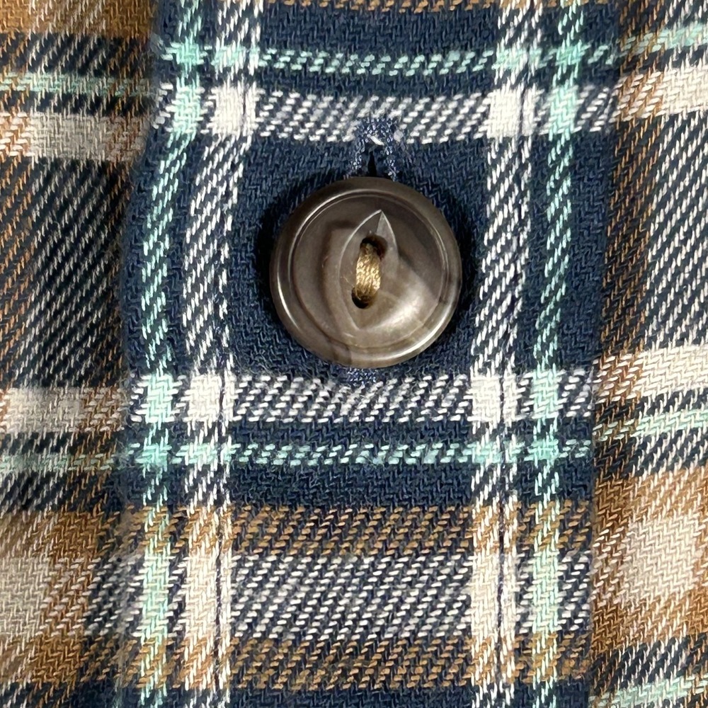 Patagonia Fjord Flannel Shirt Mens L Plaid Brown Blue Long Sleeve Organic 42410 - Picture 9 of 16
